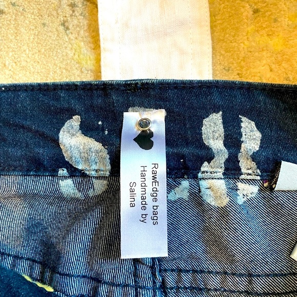 Original Denim One of a kind .RawEdge bags handmade by Salina . Mixed materials - Picture 7 of 9